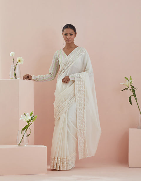 Order Chanderi Saree With Embroidered Lace Border - By Vinusto