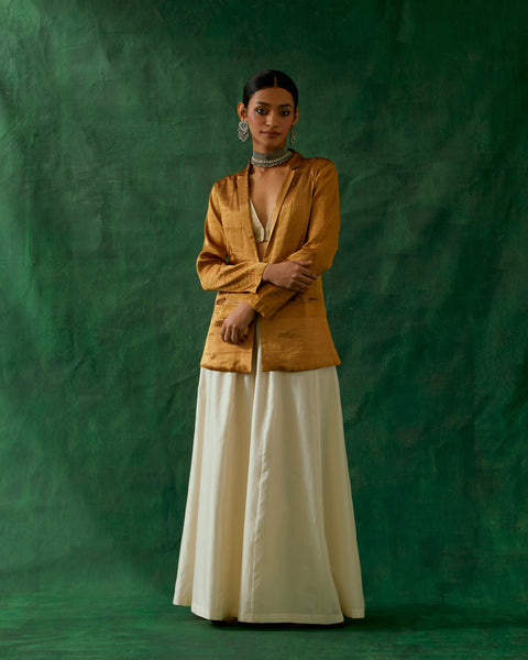 Gold Zari Silk Jacket  (Handloom)